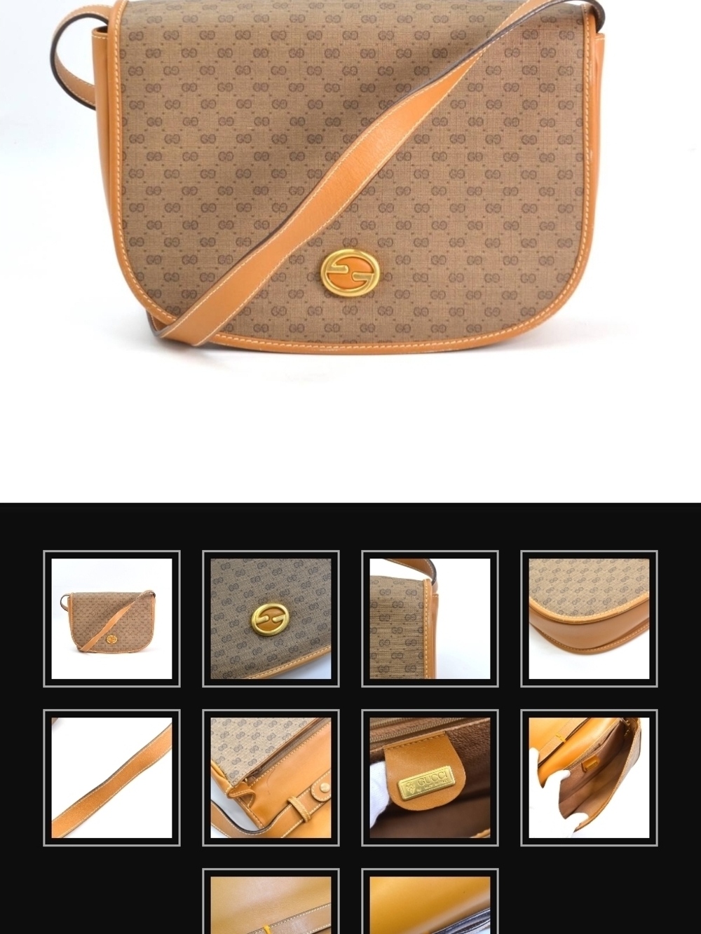 Gucci Tan/Brown GG Monogram Saddle Shoulder Bag